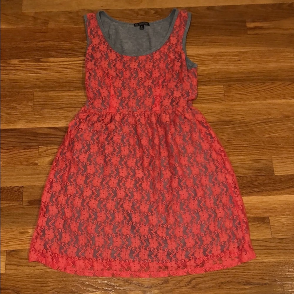 Coral and grey dress, size medium